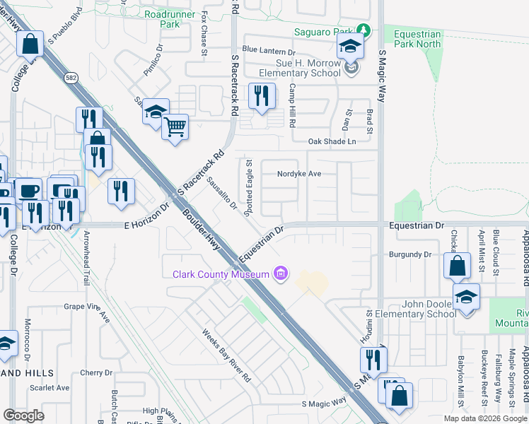 map of restaurants, bars, coffee shops, grocery stores, and more near 1064 Eagle Owl Avenue in Henderson