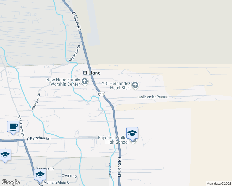 map of restaurants, bars, coffee shops, grocery stores, and more near 1809A Lopez Lane in Española