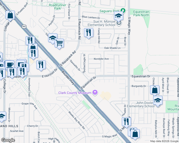 map of restaurants, bars, coffee shops, grocery stores, and more near 1064 Eagle Owl Avenue in Henderson