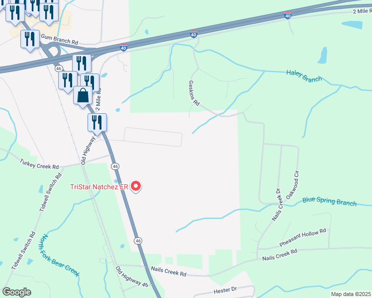 map of restaurants, bars, coffee shops, grocery stores, and more near 135 Ravenwood Circle in Dickson