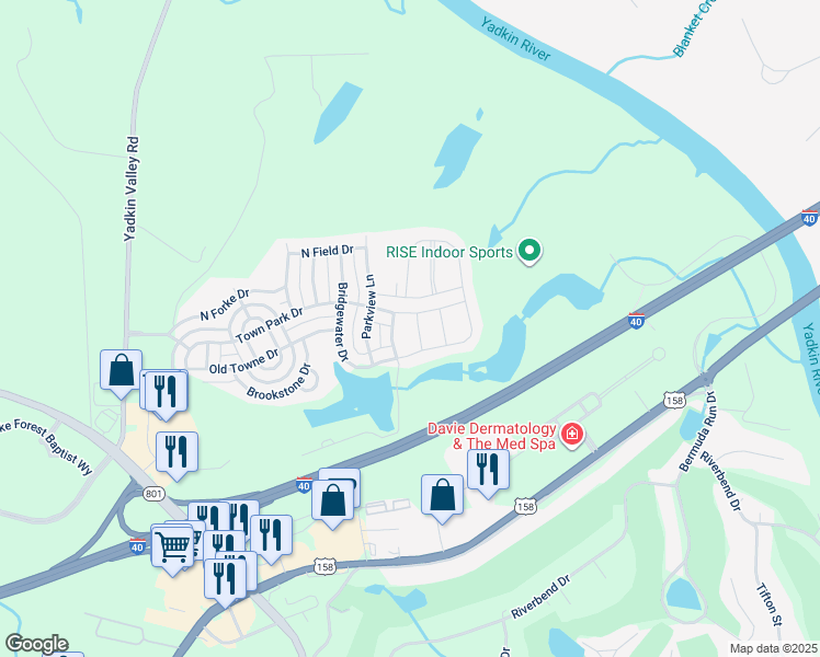 map of restaurants, bars, coffee shops, grocery stores, and more near in Bermuda Run