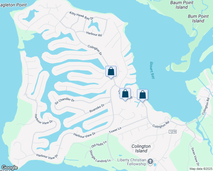 map of restaurants, bars, coffee shops, grocery stores, and more near 115 Eagle Dr in Kill Devil Hills