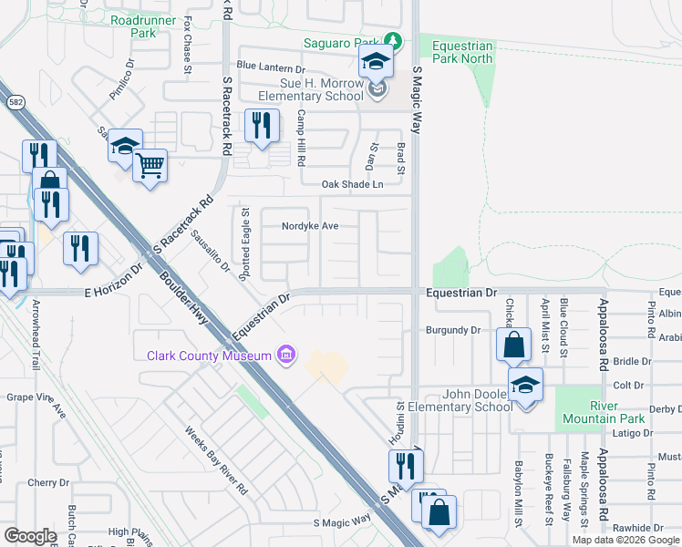 map of restaurants, bars, coffee shops, grocery stores, and more near 1106 Hutch Court in Henderson