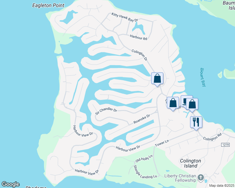 map of restaurants, bars, coffee shops, grocery stores, and more near 312 Eagle Dr in Kill Devil Hills