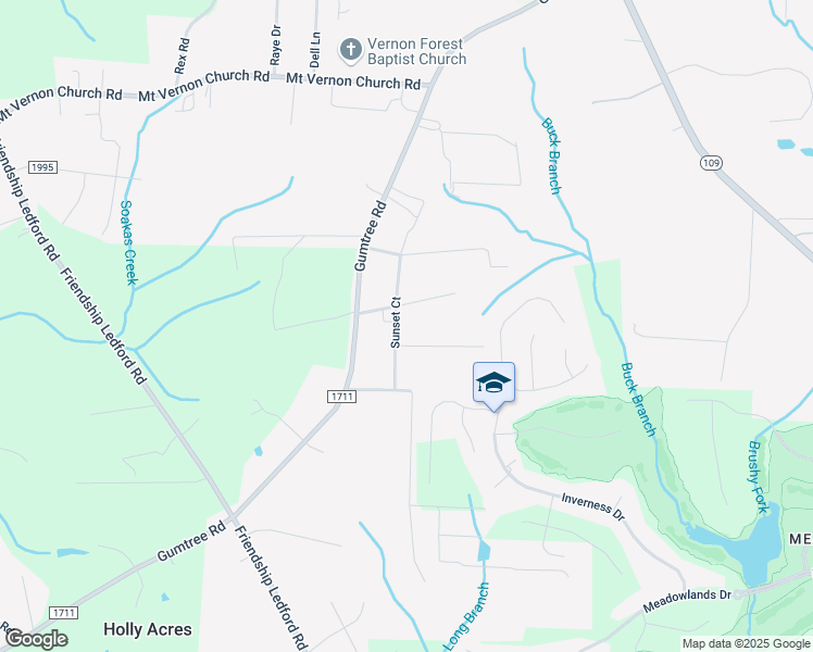 map of restaurants, bars, coffee shops, grocery stores, and more near 277 Sunset Court in Winston-Salem