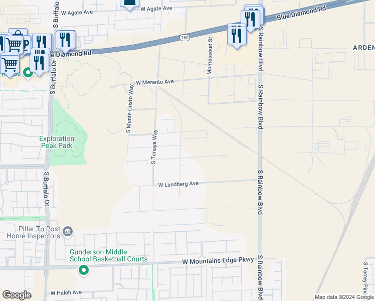 map of restaurants, bars, coffee shops, grocery stores, and more near 7230 West Gomer Road in Las Vegas
