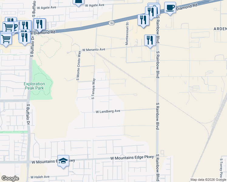 map of restaurants, bars, coffee shops, grocery stores, and more near 7230 West Gomer Road in Las Vegas