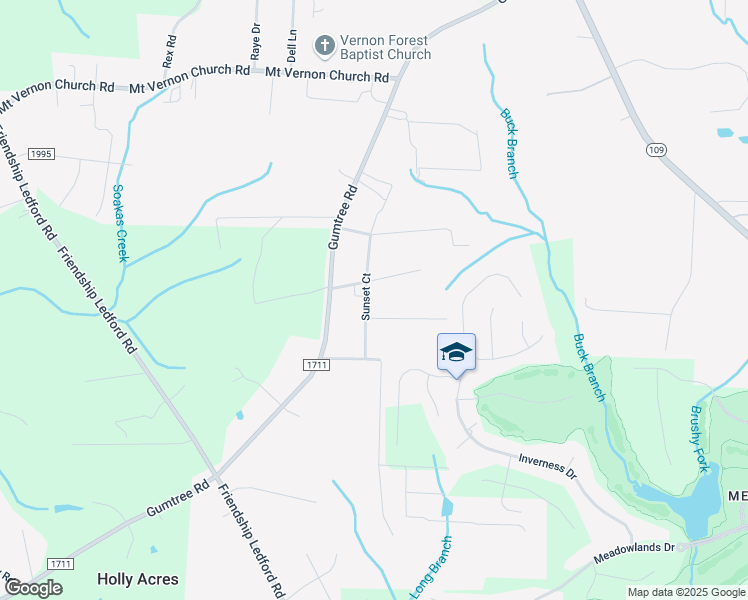 map of restaurants, bars, coffee shops, grocery stores, and more near 277 Sunset Court in Winston-Salem
