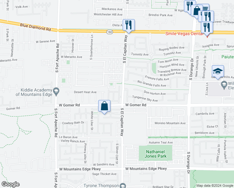 map of restaurants, bars, coffee shops, grocery stores, and more near 9633 Bouncing Ball Street in Las Vegas