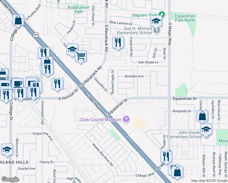 map of restaurants, bars, coffee shops, grocery stores, and more near 800 Spotted Eagle Street in Henderson