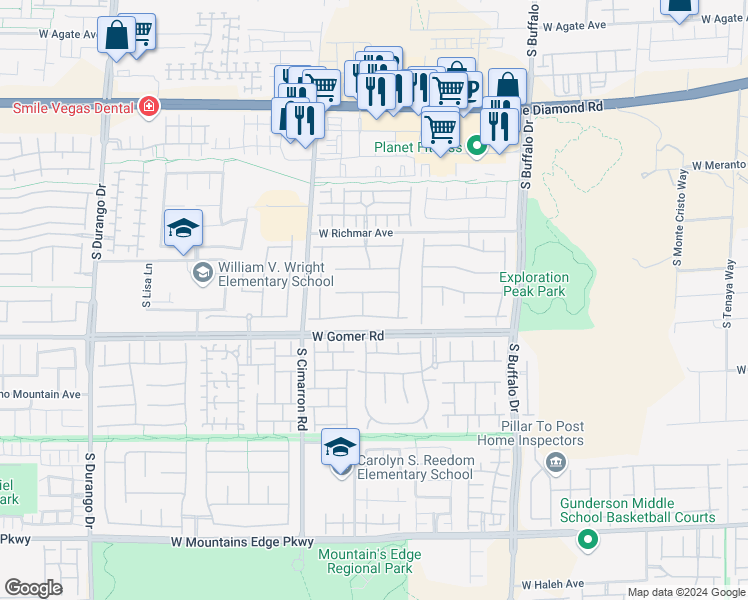 map of restaurants, bars, coffee shops, grocery stores, and more near 8059 Dolce Flore Avenue in Las Vegas
