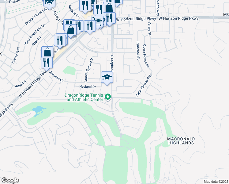 map of restaurants, bars, coffee shops, grocery stores, and more near 1380 Calle Calma in Henderson