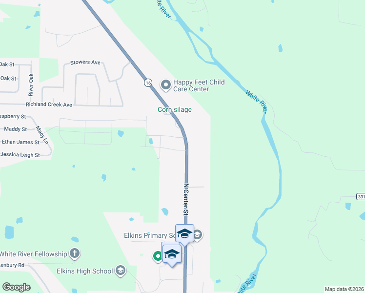 map of restaurants, bars, coffee shops, grocery stores, and more near 1010 North Center Street in Elkins