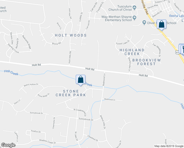 map of restaurants, bars, coffee shops, grocery stores, and more near 6625 Holt Road in Nashville