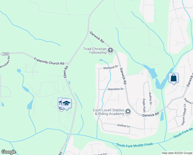 map of restaurants, bars, coffee shops, grocery stores, and more near 2310 Denise Lane in Winston-Salem