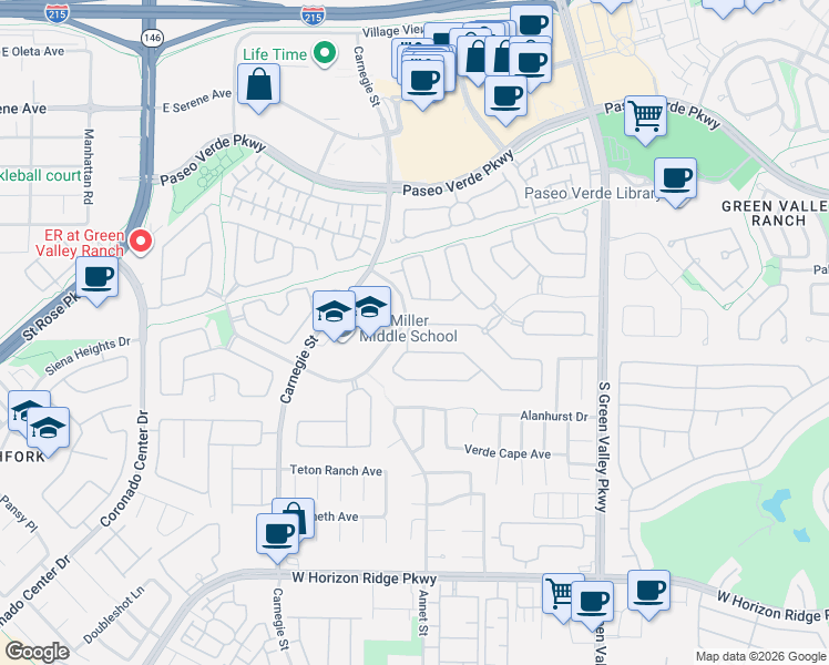 map of restaurants, bars, coffee shops, grocery stores, and more near 2291 Candlestick Avenue in Henderson