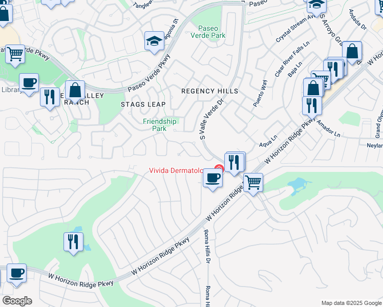 map of restaurants, bars, coffee shops, grocery stores, and more near 1816 Country Meadows Drive in Henderson