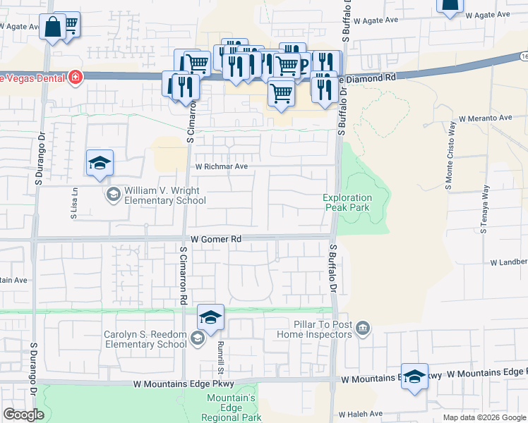 map of restaurants, bars, coffee shops, grocery stores, and more near 9625 Stonily Lane in Las Vegas