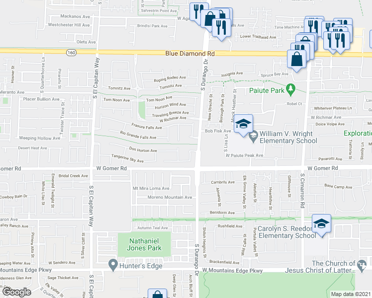 map of restaurants, bars, coffee shops, grocery stores, and more near 9617 Tapestry Pine Street in Las Vegas