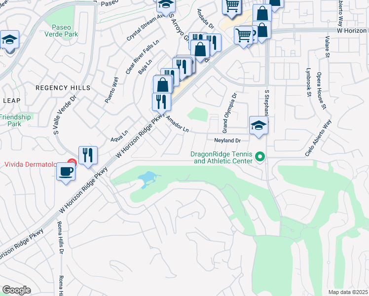 map of restaurants, bars, coffee shops, grocery stores, and more near 388 Desert Cove Road in Henderson