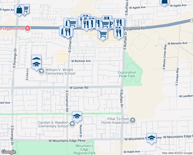 map of restaurants, bars, coffee shops, grocery stores, and more near 9625 Stonily Lane in Las Vegas