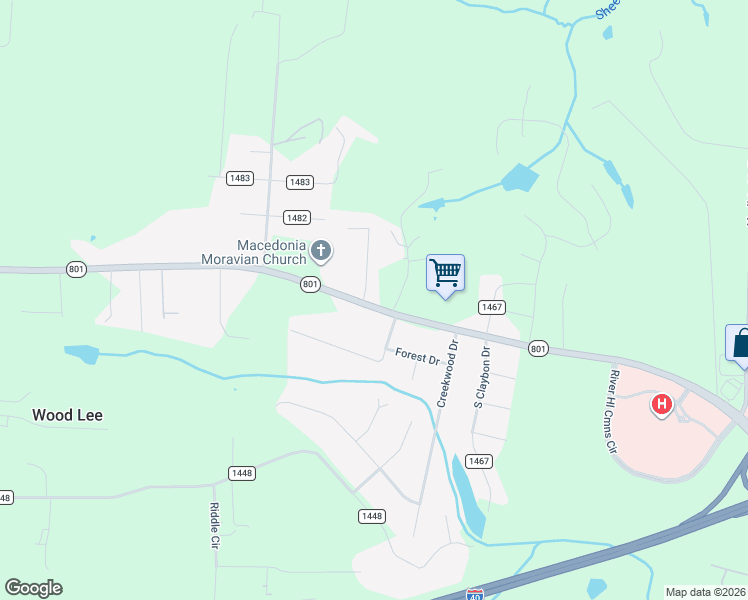 map of restaurants, bars, coffee shops, grocery stores, and more near 108 Wills Road in Advance