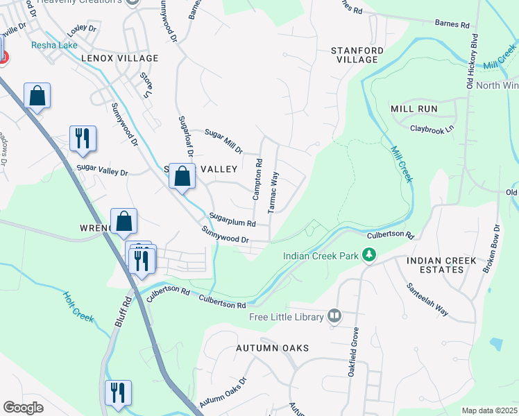 map of restaurants, bars, coffee shops, grocery stores, and more near 7312 Campton Road in Nashville