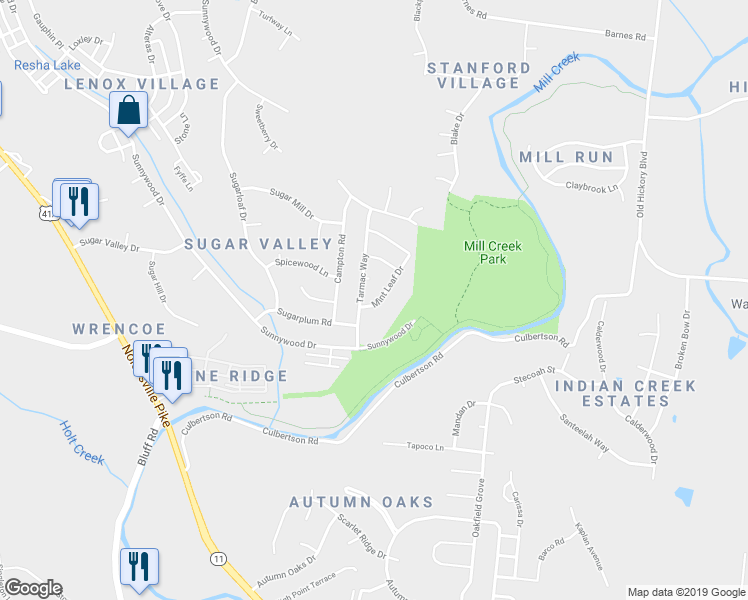 map of restaurants, bars, coffee shops, grocery stores, and more near 7609 Mint Leaf Drive in Nashville