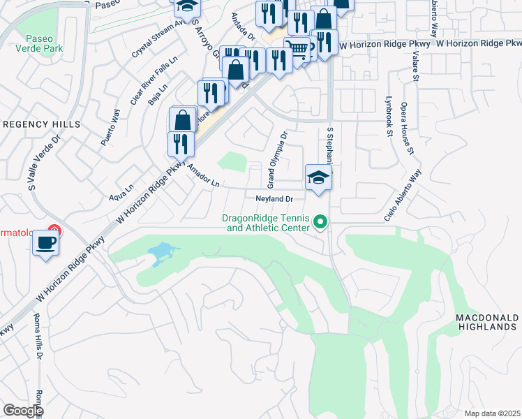 map of restaurants, bars, coffee shops, grocery stores, and more near 382 Otsego Court in Henderson