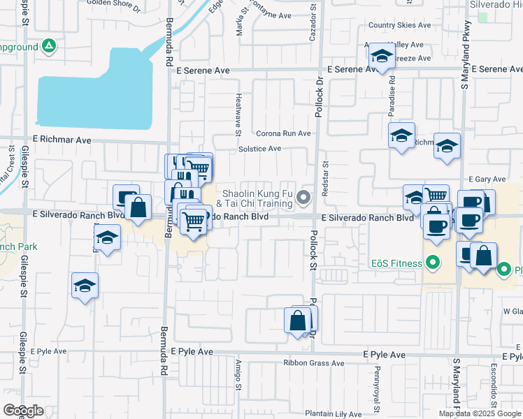 map of restaurants, bars, coffee shops, grocery stores, and more near 9695 Blue Calico Drive in Las Vegas