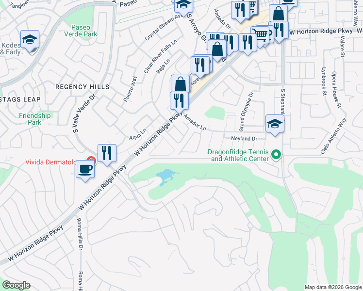 map of restaurants, bars, coffee shops, grocery stores, and more near 379 Marlin Cove Road in Henderson