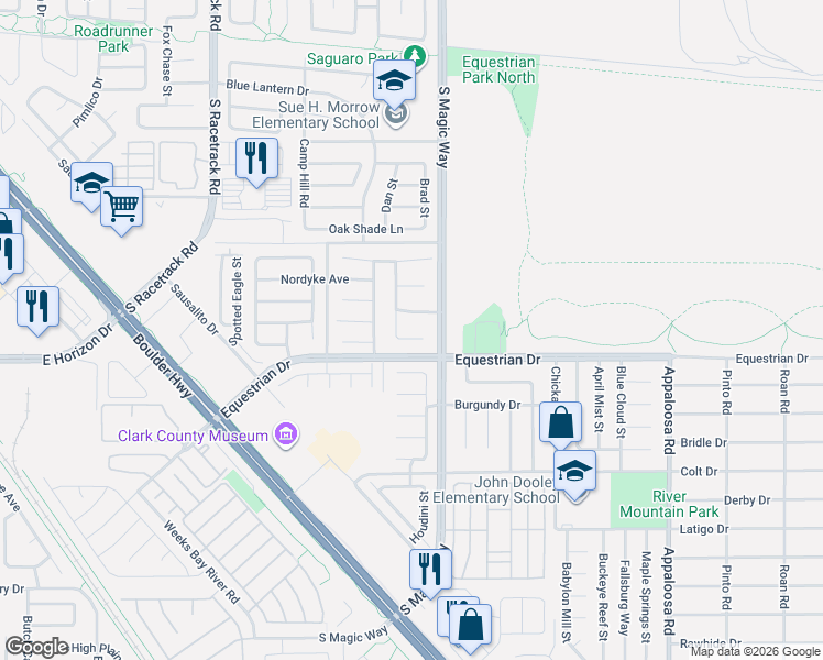 map of restaurants, bars, coffee shops, grocery stores, and more near 744 Triple Crown Street in Henderson