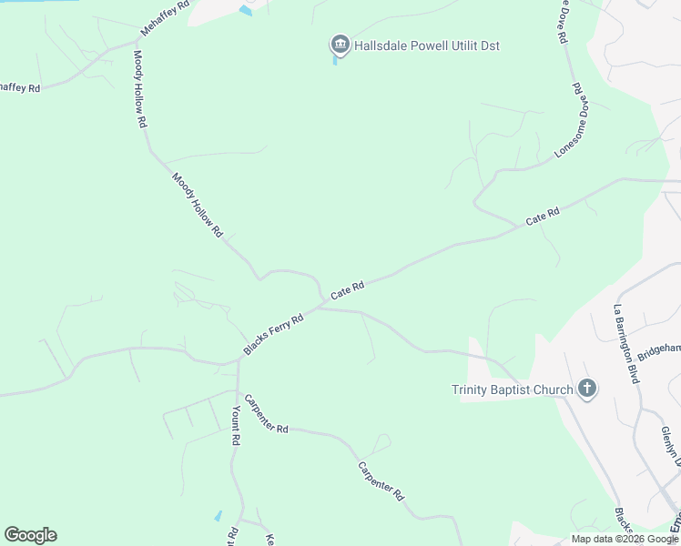 map of restaurants, bars, coffee shops, grocery stores, and more near 6721 Cate Road in Knoxville