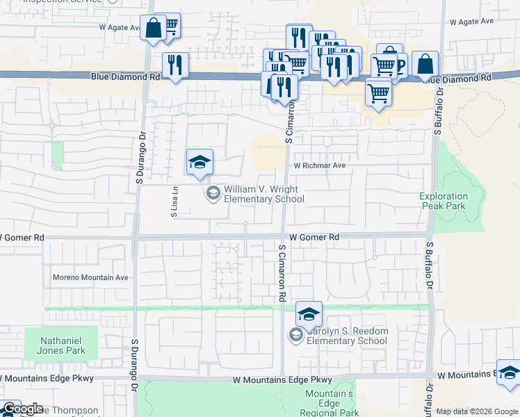 map of restaurants, bars, coffee shops, grocery stores, and more near 9634 Bella Di Mora Street in Las Vegas