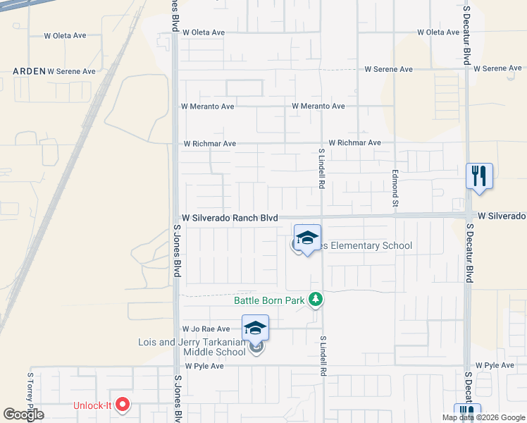 map of restaurants, bars, coffee shops, grocery stores, and more near 9691 South Kirkland Ranch Court in Las Vegas