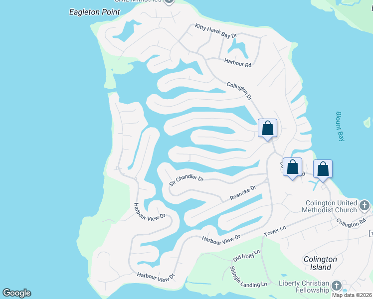 map of restaurants, bars, coffee shops, grocery stores, and more near 330 Eagle Drive in Kill Devil Hills
