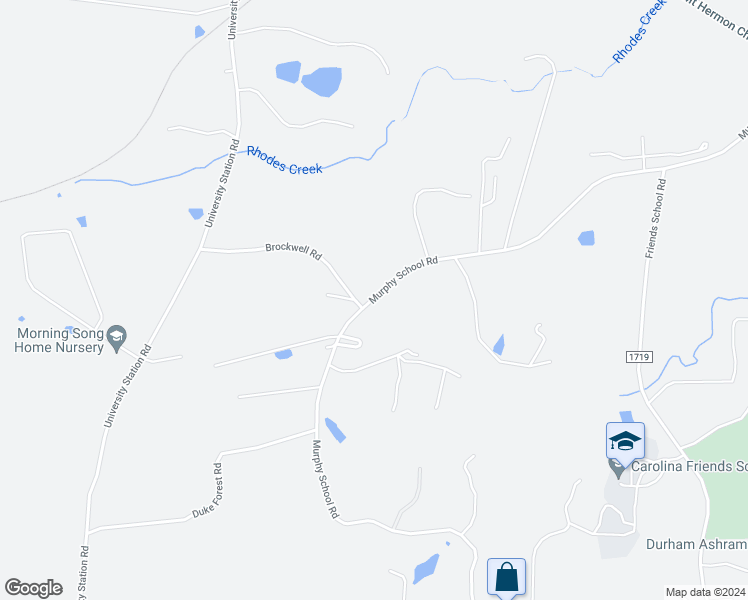 map of restaurants, bars, coffee shops, grocery stores, and more near 4537 Murphy School Road in Durham