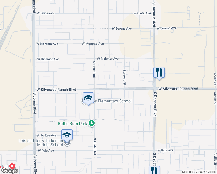 map of restaurants, bars, coffee shops, grocery stores, and more near 9696 Grayson Hills Street in Las Vegas
