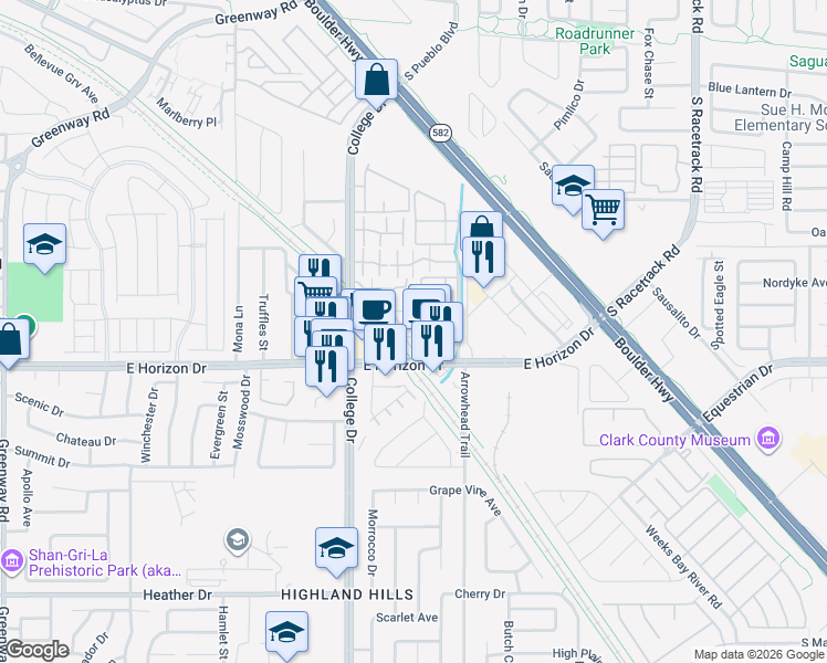 map of restaurants, bars, coffee shops, grocery stores, and more near 748 Anne Lane in Henderson