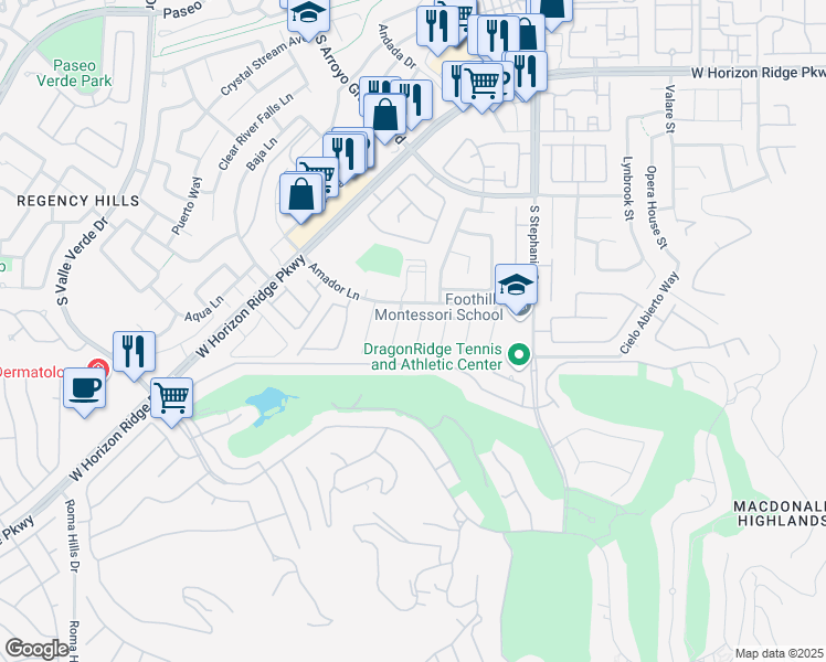 map of restaurants, bars, coffee shops, grocery stores, and more near 382 Otsego Court in Henderson