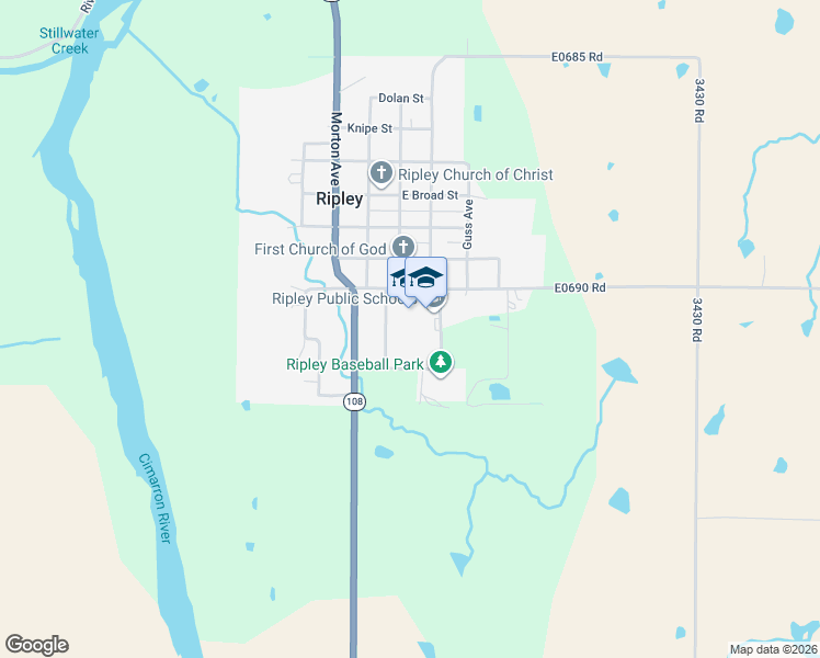 map of restaurants, bars, coffee shops, grocery stores, and more near 6001-6019 Berry Avenue in Ripley