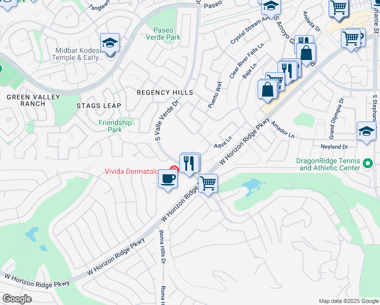 map of restaurants, bars, coffee shops, grocery stores, and more near 1733 Chevrus Court in Henderson