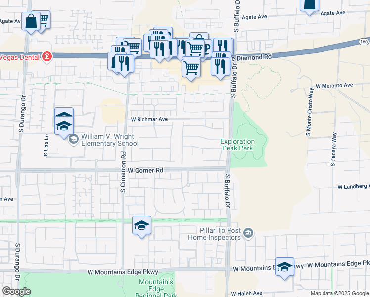 map of restaurants, bars, coffee shops, grocery stores, and more near 9614 Stonily Lane in Las Vegas