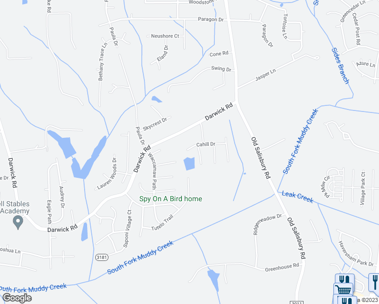 map of restaurants, bars, coffee shops, grocery stores, and more near 1960 Cahill Drive in Winston-Salem