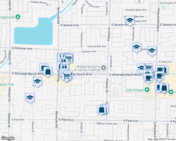 map of restaurants, bars, coffee shops, grocery stores, and more near 9695 Blue Calico Drive in Las Vegas