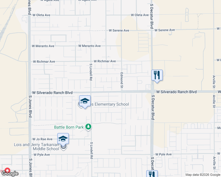 map of restaurants, bars, coffee shops, grocery stores, and more near 9692 Monarch Grove Street in Las Vegas