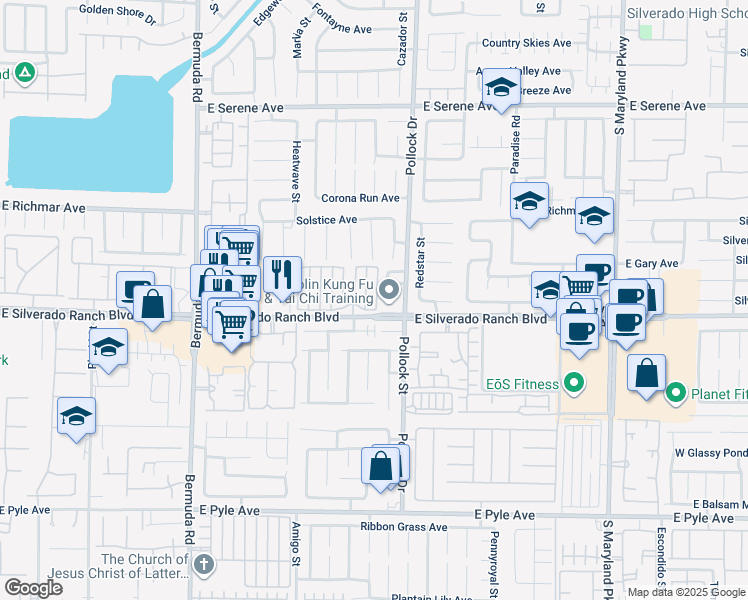 map of restaurants, bars, coffee shops, grocery stores, and more near 9679 Idle Spurs Drive in Las Vegas