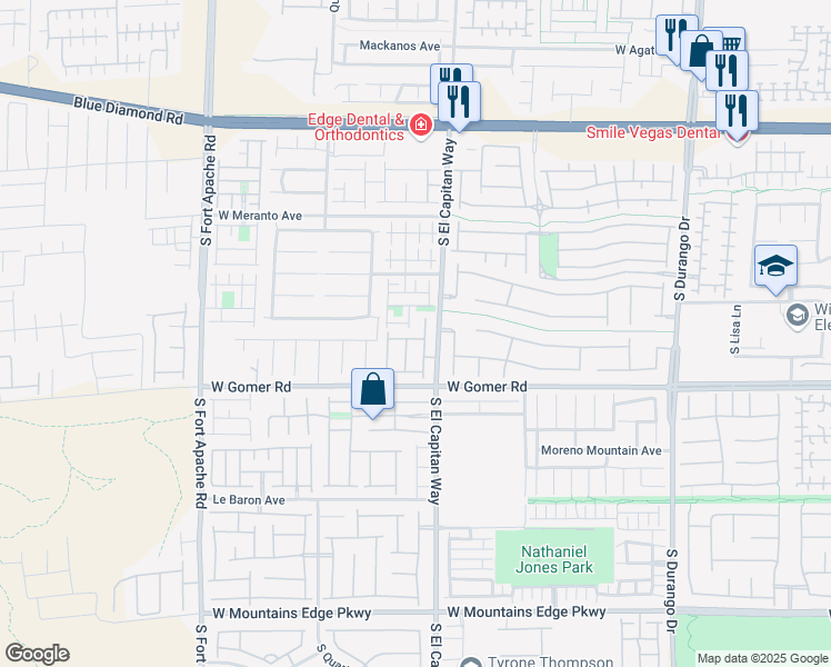 map of restaurants, bars, coffee shops, grocery stores, and more near 9036 Candyland Avenue in Las Vegas