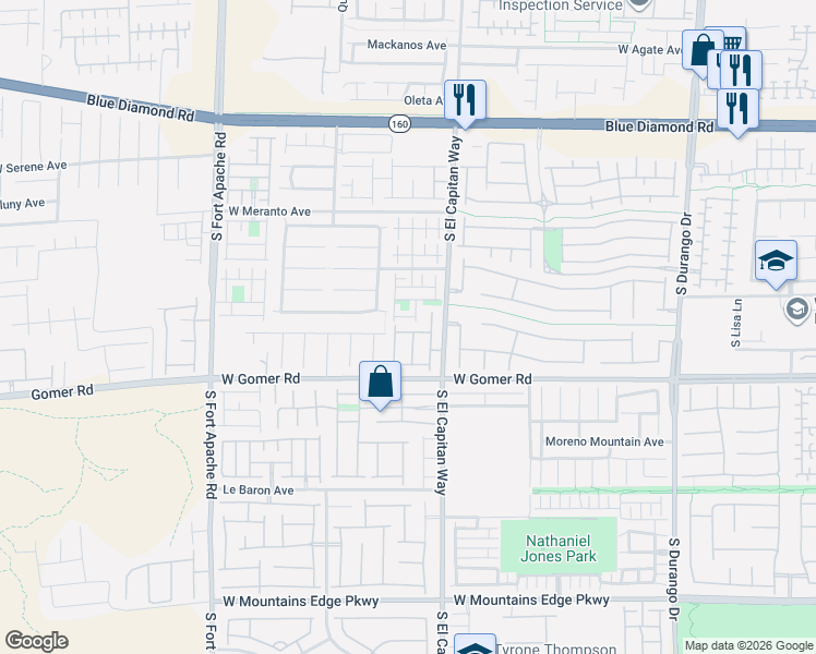 map of restaurants, bars, coffee shops, grocery stores, and more near 9060 Candyland Avenue in Las Vegas