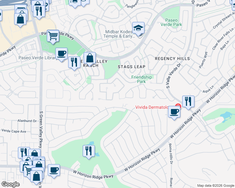 map of restaurants, bars, coffee shops, grocery stores, and more near 1995 Songbird Court in Henderson